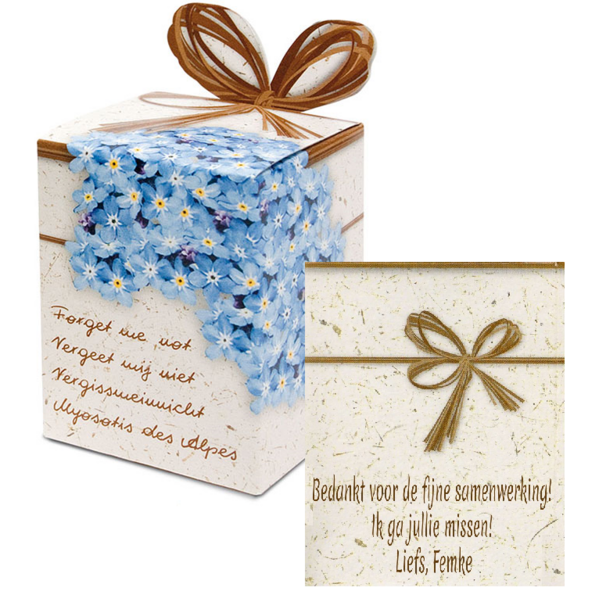 Greengift doosje met persoonlijke tekst. 4 verschillende soorten.