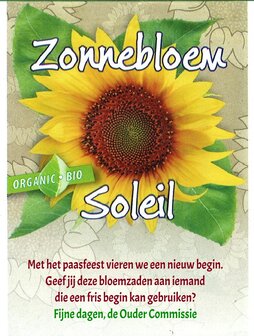1000 uitdeelzakjes Biologische Zonnebloemzaden met uw tekst/logo