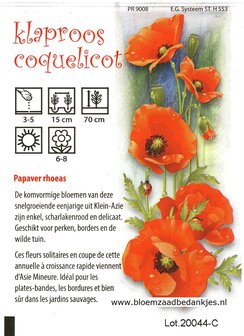 Uitdeelzakje Papaver zaden
