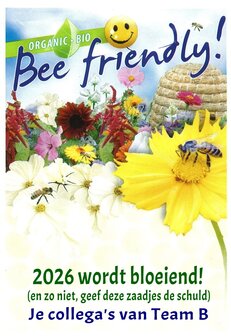 100x Bee Friendly BIO met nieuwjaarstekst