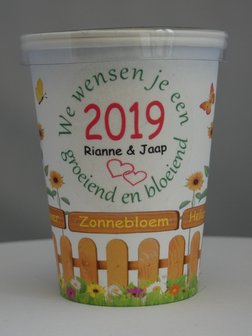 Flowercup type Zonnebloem NL-BIO-01 + Tekst