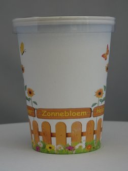 Flowercup type Zonnebloem NL-BIO-01 + Tekst