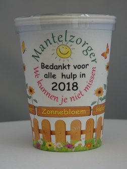 Mantelzorg Flowercup type Zonnebloem + Tekst