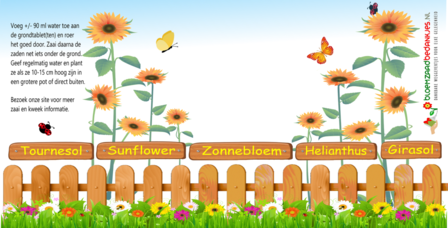 Mantelzorg Flowercup type Zonnebloem + Tekst