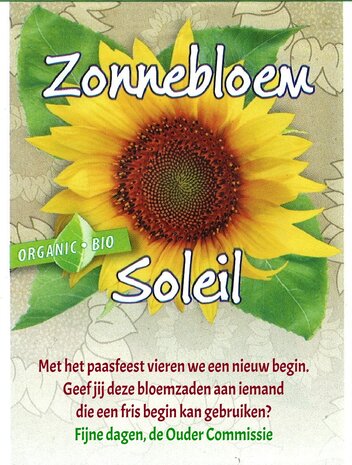 1000 uitdeelzakjes Biologische Zonnebloemzaden met uw tekst/logo