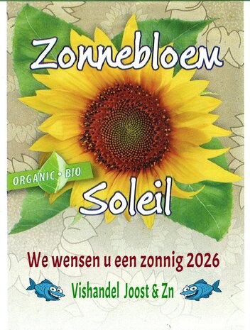100x Zonnebloem BIO met Nieuwjaars tekst