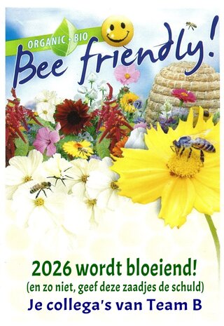 100x Bee Friendly BIO met nieuwjaarstekst