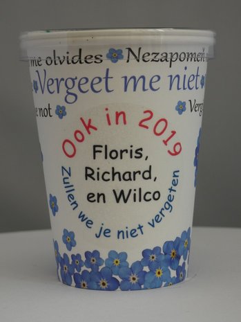 Flowercup type Vergeet me Niet + Tekst