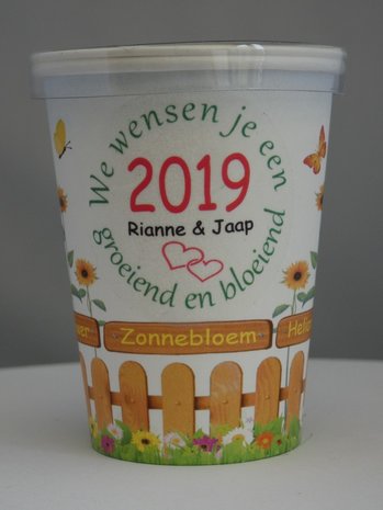 Flowercup type Zonnebloem NL-BIO-01 + Tekst