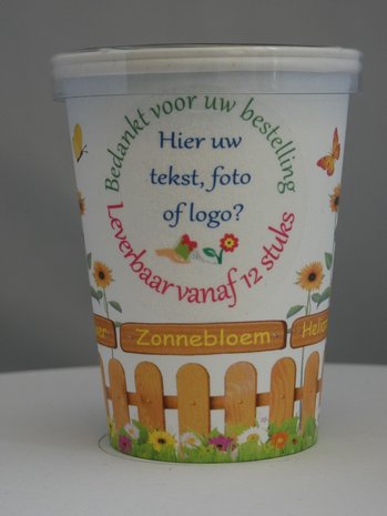 Flowercup type Zonnebloem NL-BIO-01 + Tekst