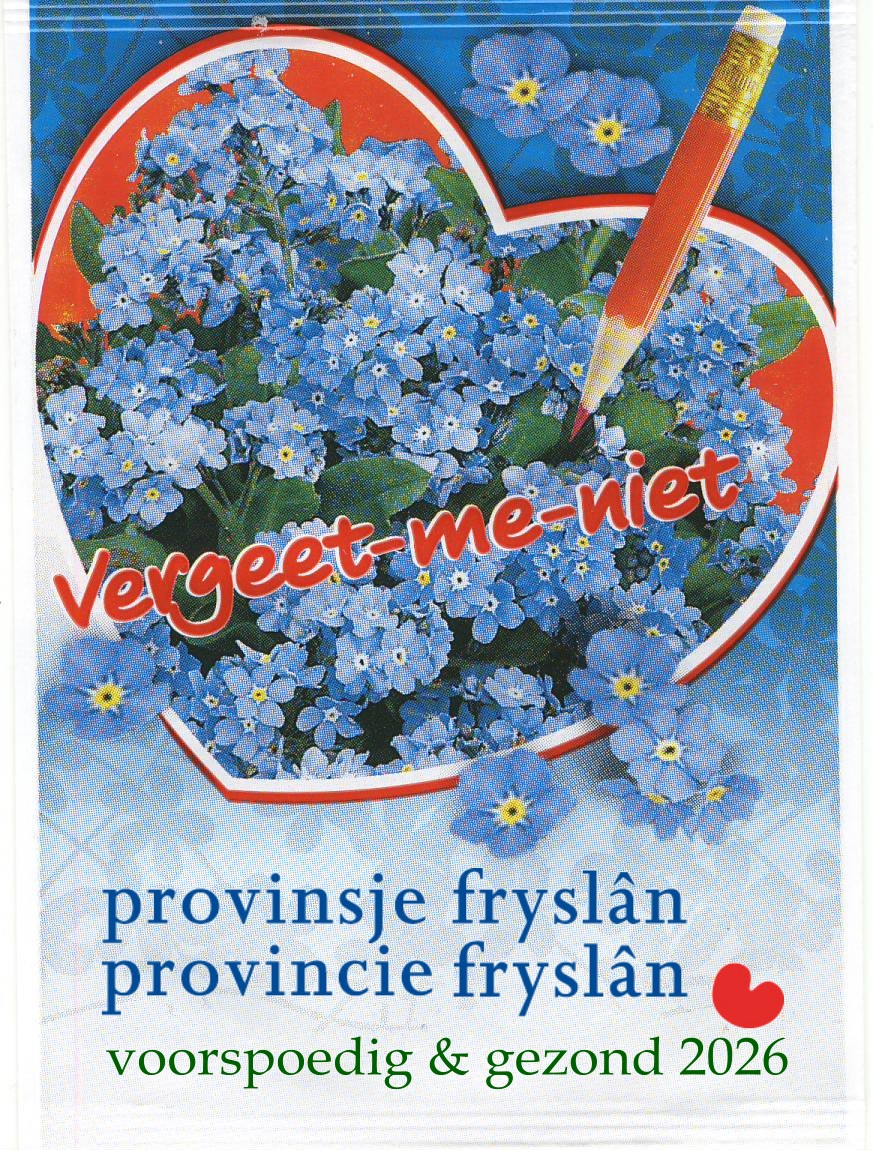 Uitdeelzakje vergeet me niet met nieuwjaarstekst