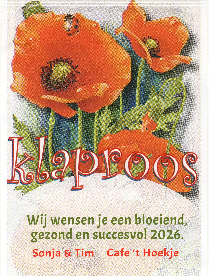 Uitdeelzakje papaver met nieuwjaarstekst